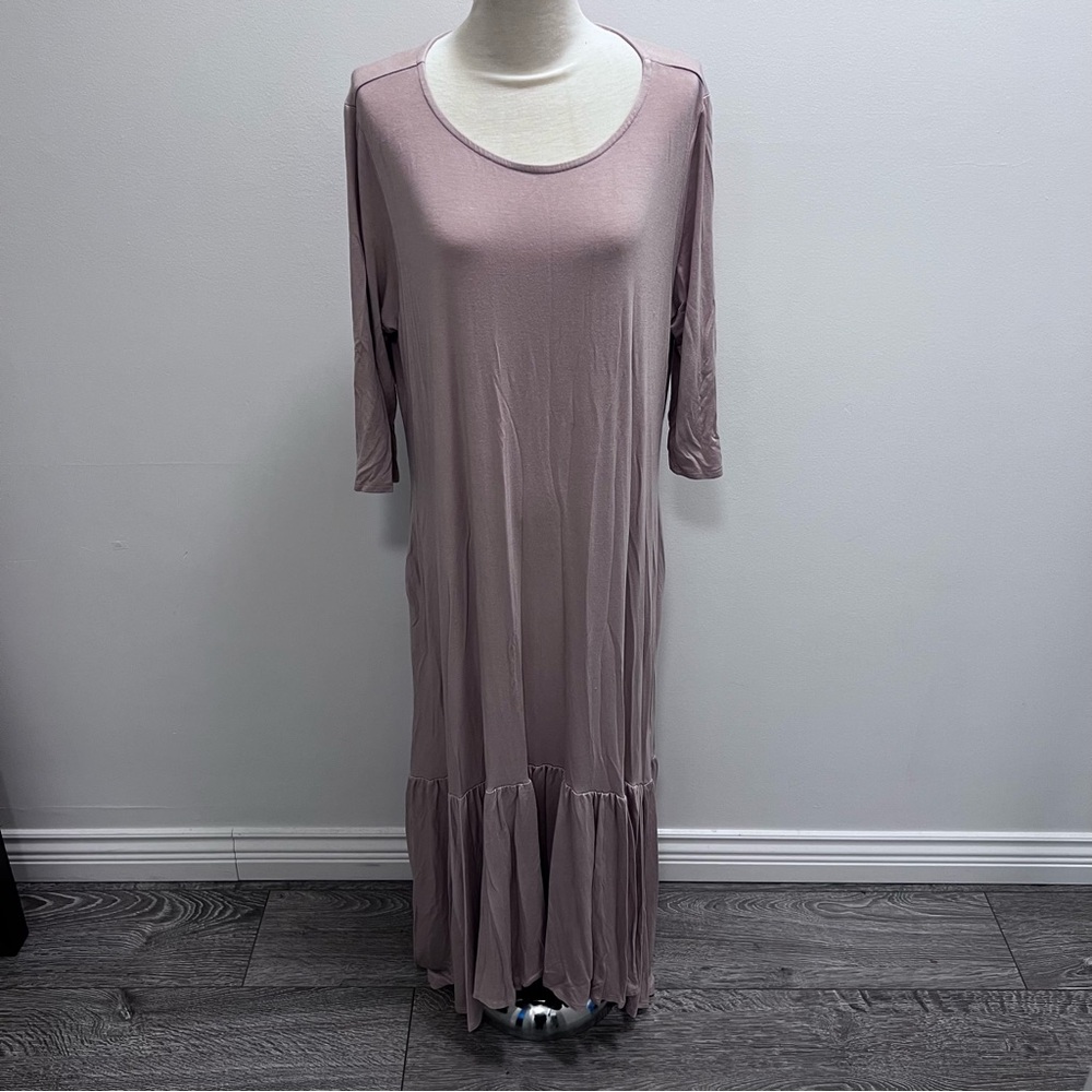 ANNABELLE Super Soft Maxi Dress | Plus Size 3X | 3/4 Sleeves, Pockets, Hi-Lo Hem - Picture 11 of 11